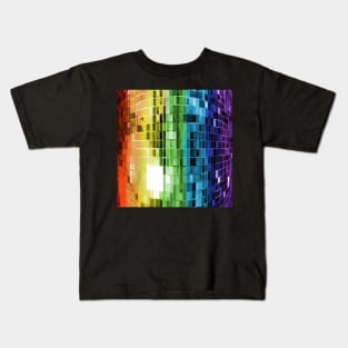 Rainbow Mirrored Disco Ball Pattern Kids T-Shirt